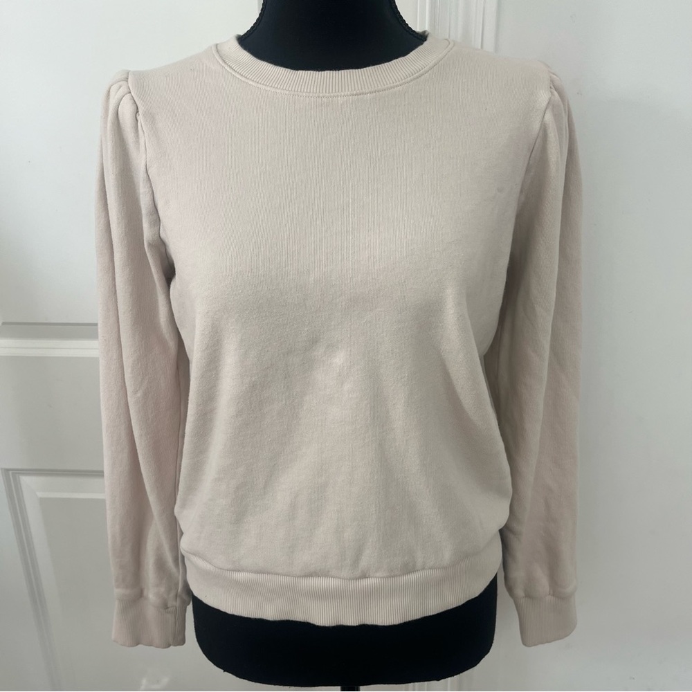 Nation LTD pleated shoulder sweatshirt Sz‎ S Classic Minimalist Cream